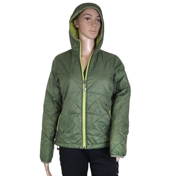L.L. Bean Womens Green Full Zip Lightweight Puffer Jacket Packable - Picture 2 of 8